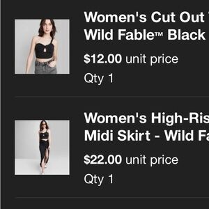 Wild Fable Black Cut Out Top and High-Rise Midi Skirt